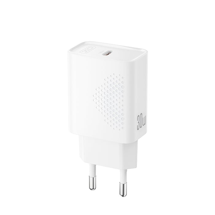 Đầu sạc XO L162 30W 1 cổng Type C màu trắng sang trọng hỗ trợ sạc nhanh mọi thiết bị