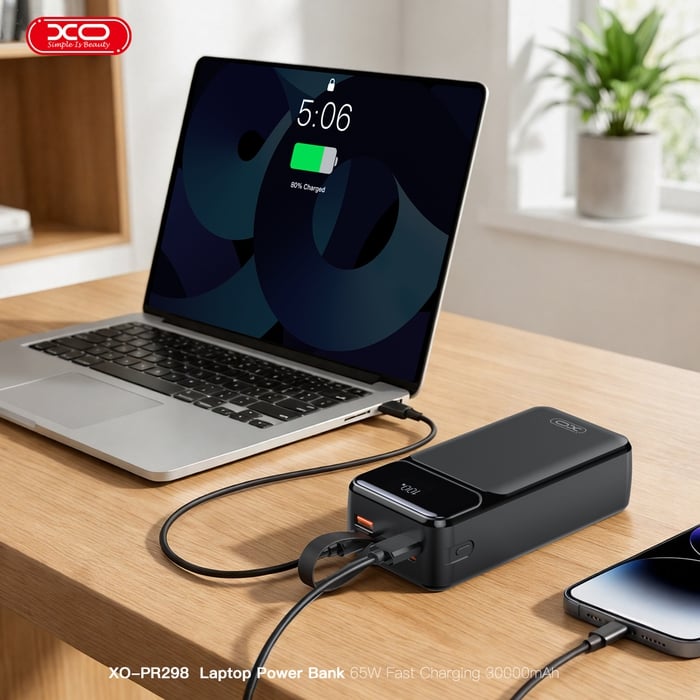 Pin sạc dự phòng 65W 30000mAh XO PR298 Sạc siêu nhanh cho Laptop và Smartphone