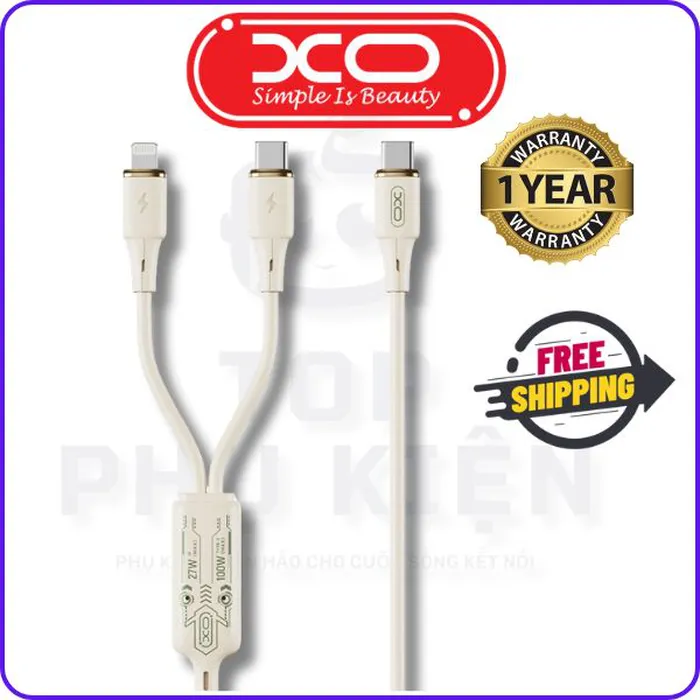 Dây Sạc Điện Thoại 2in1 XO Q262 - Sạc Nhanh 60W, Dây Sạc Nhiều Đầu Đa Năng Siêu Bền
