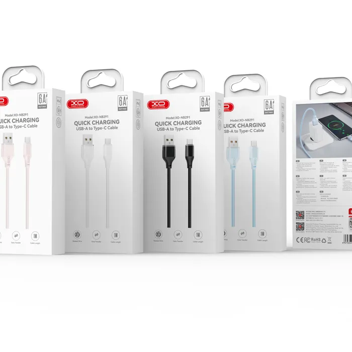 Dây sạc nhanh XO NB291 6A - Cáp sạc chất lượng, sạc siêu tốc 60W.