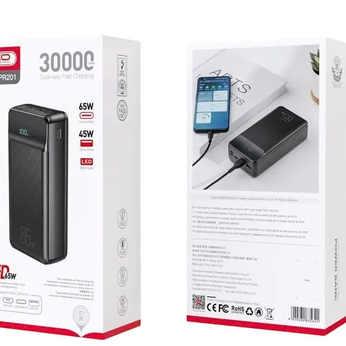 Pin Dự Phòng PD65W XO PR201 - Dung Lượng 30.000mAh, Sạc Nhanh Đỉnh Cao, Cục Sạc Dự Phòng Dung Lượng Cao