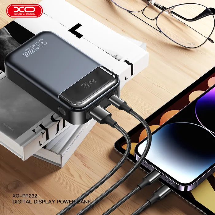 Sạc Dự Phòng XO PR232 Dung Lượng 10,000mAh, Thiết Kế Nhỏ Gọn, Chất Liệu Chống Cháy ABS + PC