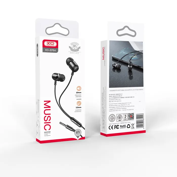 Tai Nghe Liền Dây Jack 3.5mm XO EP64 - Nhựa Bền, Âm Thanh Không Hề Nhẹ