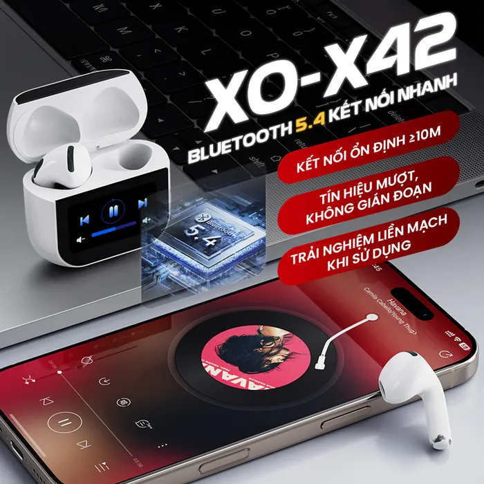 Tai nghe Bluetooth XO-X42 Pro: Chống ồn ANC, Pin 21 giờ và màn hình chất lừ.