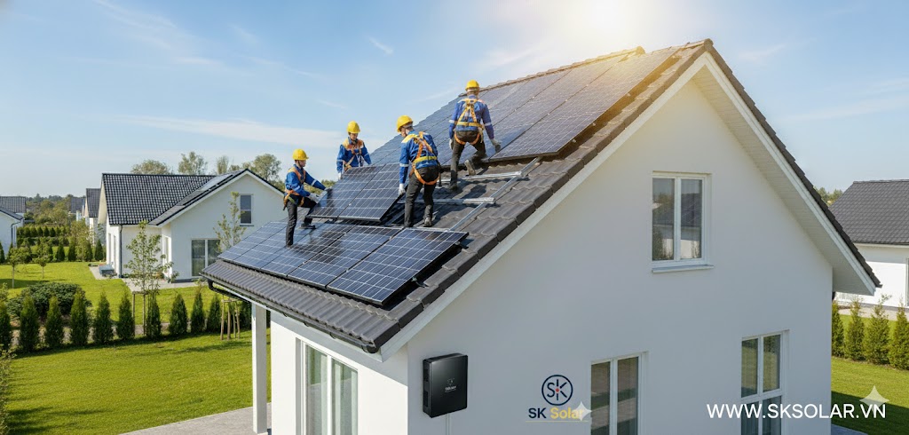 nhân viên sk solar đang thi công nhân viên sk solar đang thi công