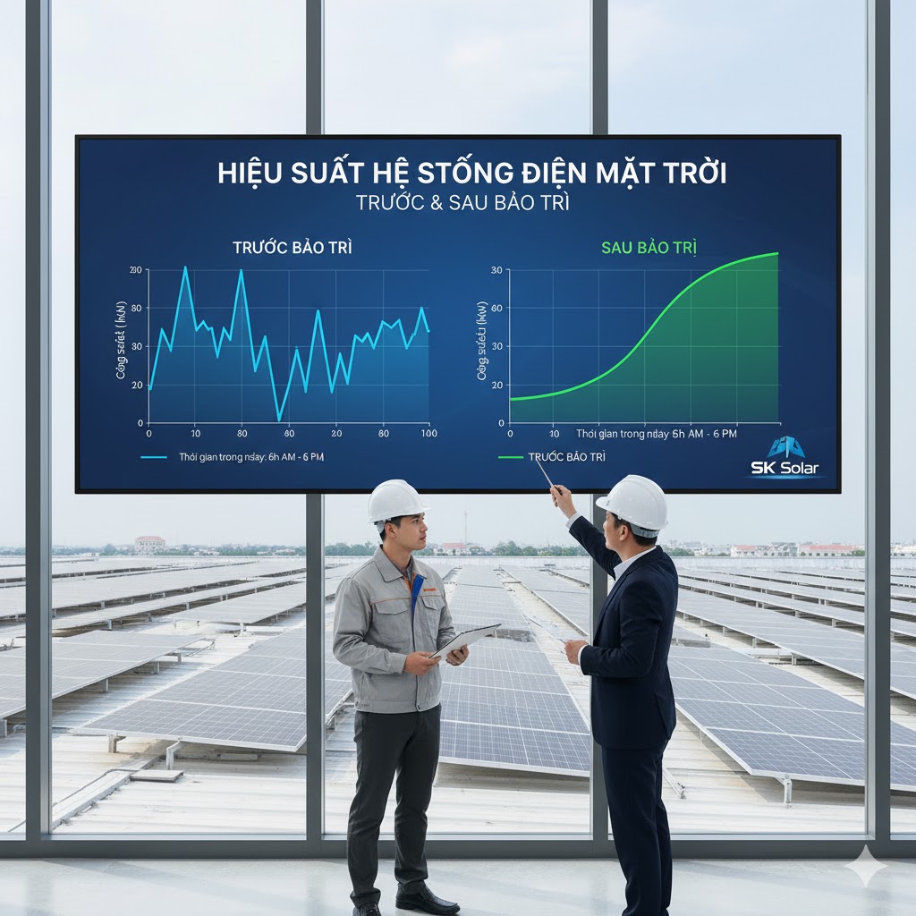 So sánh hiệu suất trước và sau khi bảo trì hệ thống điện mặt trời So sánh hiệu suất trước và sau khi bảo trì hệ thống điện mặt trời