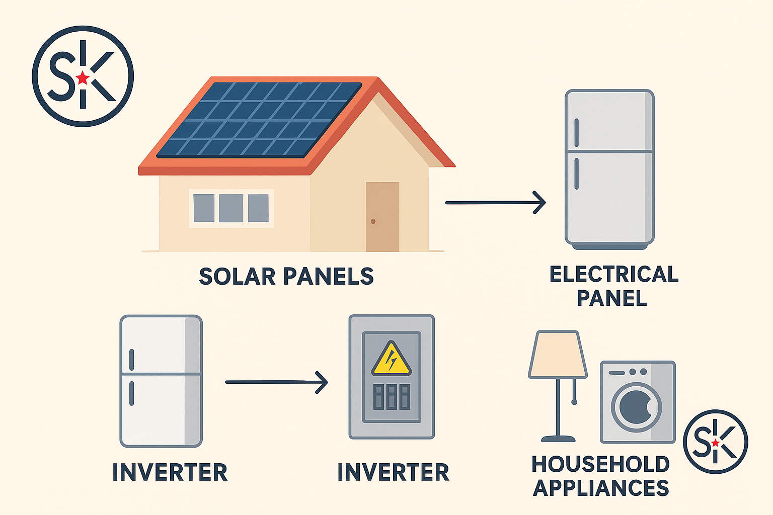 Sơ đồ hệ thống điện mặt trời hòa lưới Sơ đồ hệ thống điện mặt trời hòa lưới