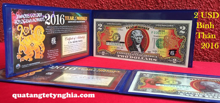 2 usd hình khỉ mạ vàng 24k 2 usd hình khỉ mạ vàng 24k