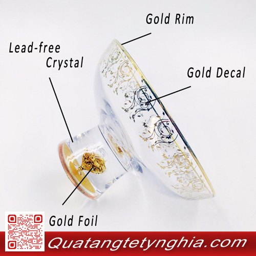 Bát pha lê vàng lá Bát pha lê vàng lá