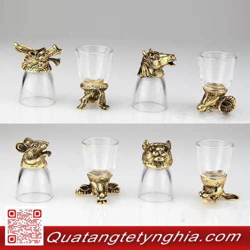Bộ ly 12 con giáp bằng đồng 2 Bộ ly 12 con giáp bằng đồng 2