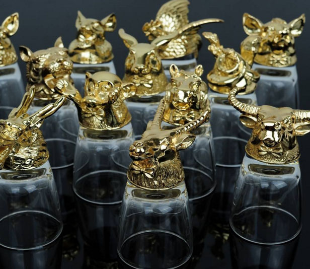 bộ ly thủy tinh 12 con giáp bộ ly thủy tinh 12 con giáp