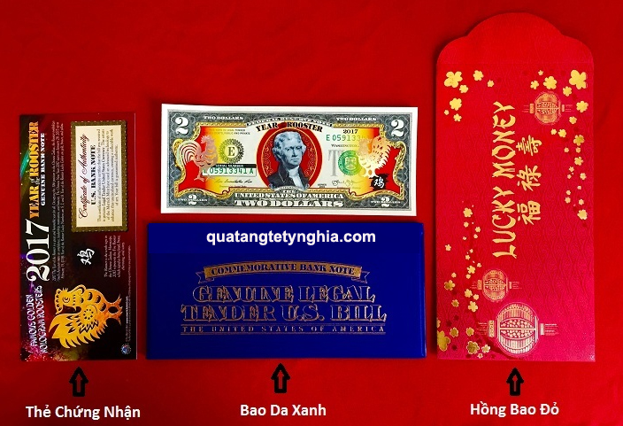 Bộ tiền 2usd con gà mạ vàng Bộ tiền 2usd con gà mạ vàng