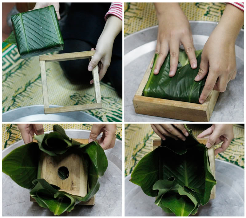 Cách gói bánh chưng bằng khuôn 3 Cách gói bánh chưng bằng khuôn 3