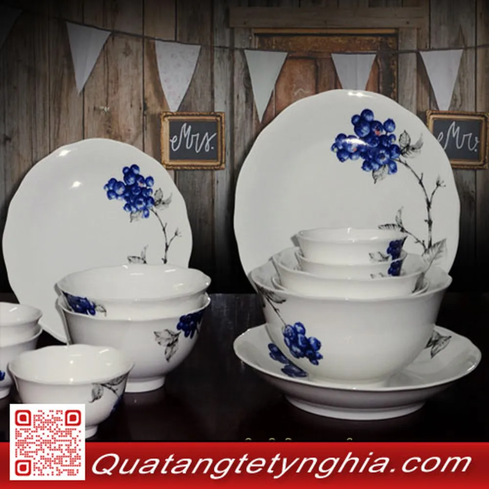 Bộ bàn ăn 14sp Mẫu đơn IFP Việt quất