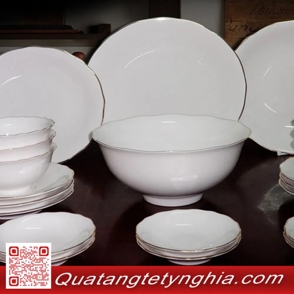 Bộ bàn ăn 22sp Mẫu Đơn IFP Chỉ vàng