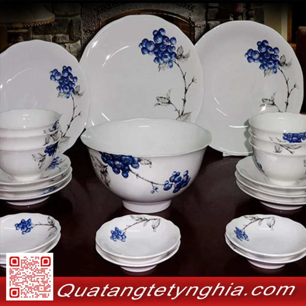 Bộ bàn ăn 22sp Mẫu Đơn IFP Việt quất