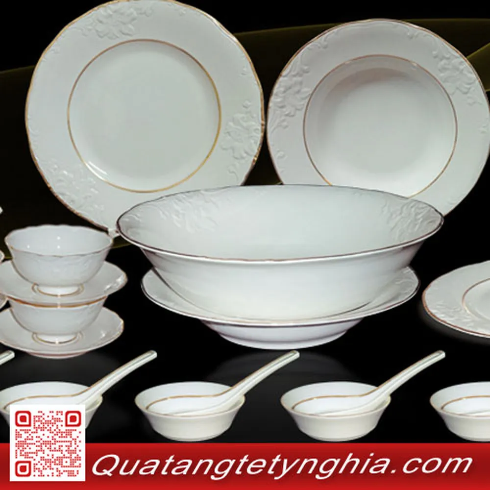 Bộ bàn ăn 30sp Đài Các chỉ vàng