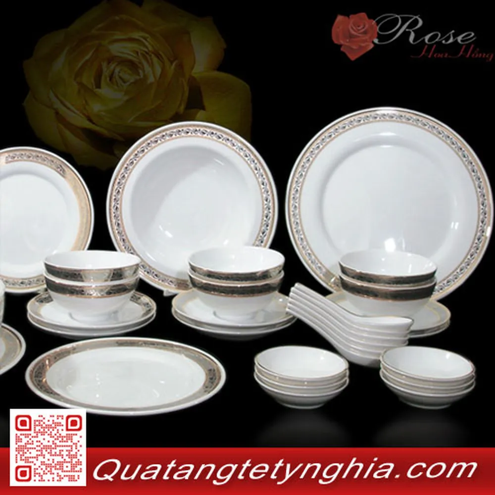 Bộ bàn ăn 30sp Hoa Hồng