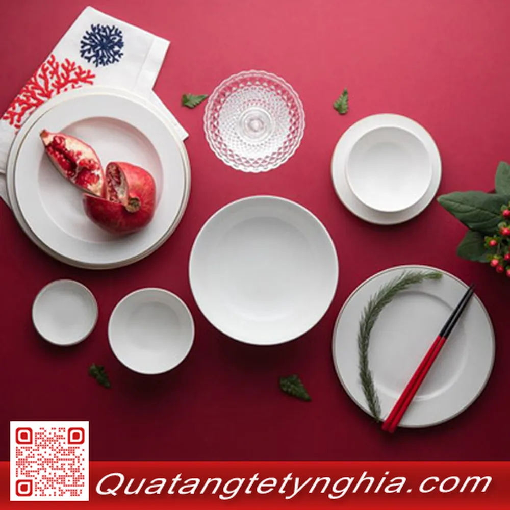 Bộ bàn ăn Jasmine IFP Chỉ Vàng 14sp