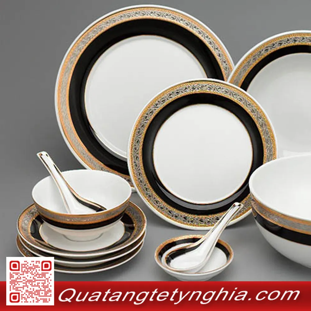 Bộ bàn ăn Sago Hoa Hồng Đen Khắc Nổi 32sp