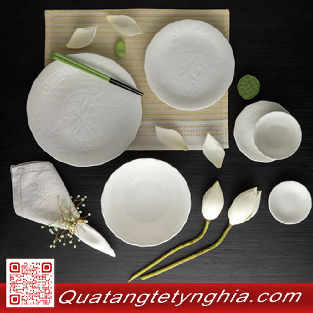 Bộ bàn ăn Sen IFP Trắng 14sp