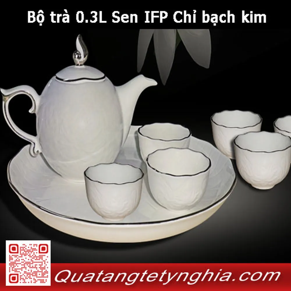 Bộ trà 0.3L Sen IFP Chỉ bạch kim