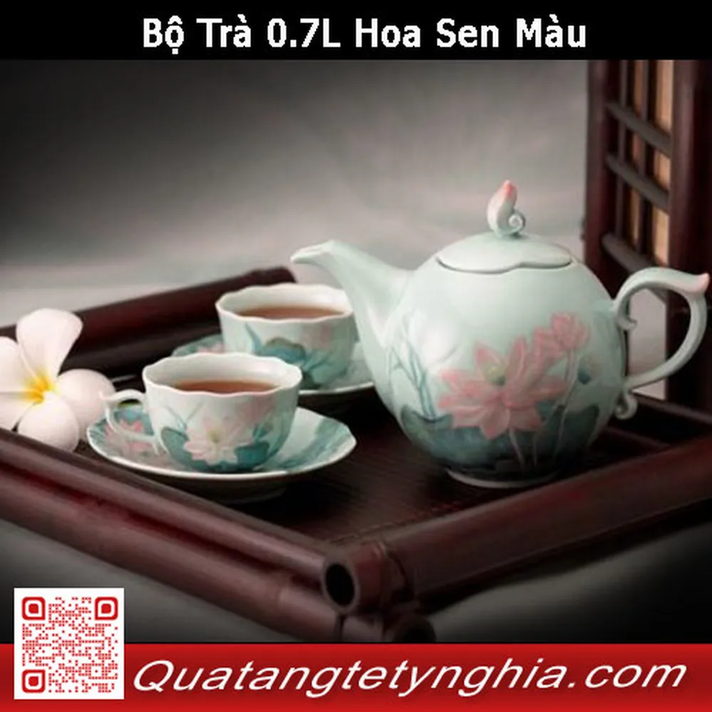 Bộ Trà 0.7L Hoa Sen Màu