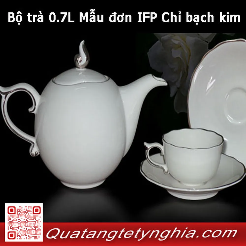 Bộ trà 0.7L Mẫu đơn IFP Chỉ bạch kim