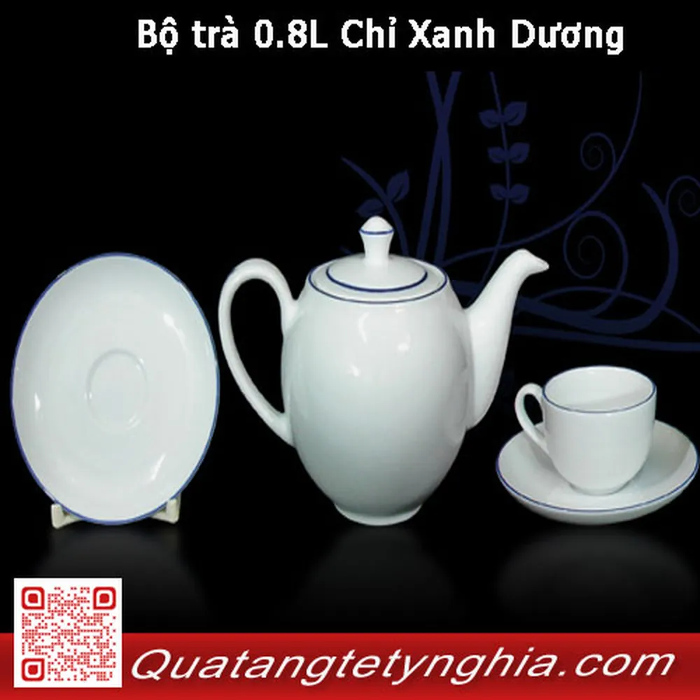 Bộ trà 0.8L Chỉ Xanh Dương