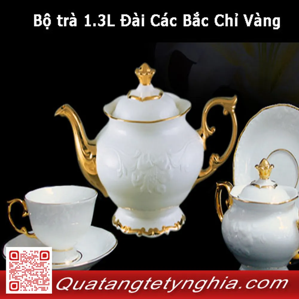 Bộ trà 1.3L thấp Đài Các Bắc Chỉ Vàng