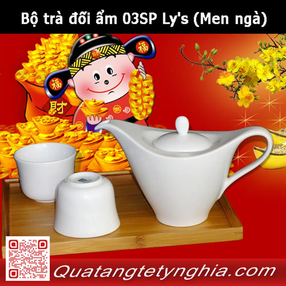 Bộ trà đối ẩm 03SP Ly's (Men ngà)