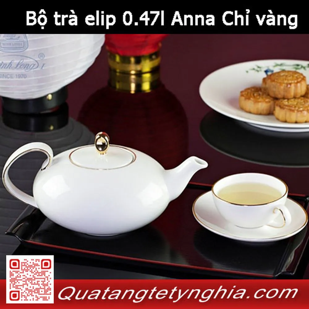 Bộ trà elip 0.47L Anna Chỉ vàng
