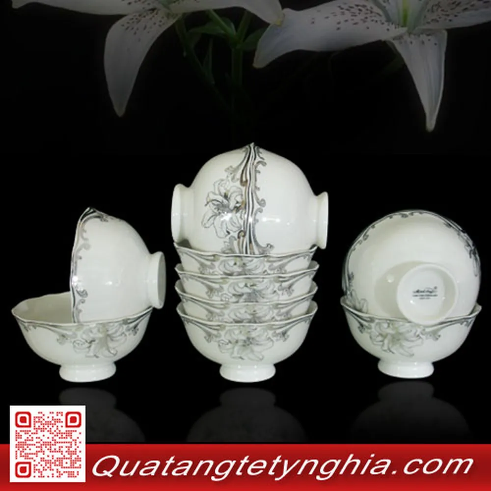 Chén cơm 11.5cm Đài Các Trang Trí Hoa Bạc