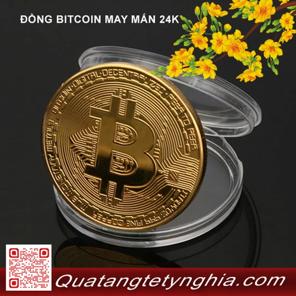 Đồng Bitcoin mạ vàng 24K