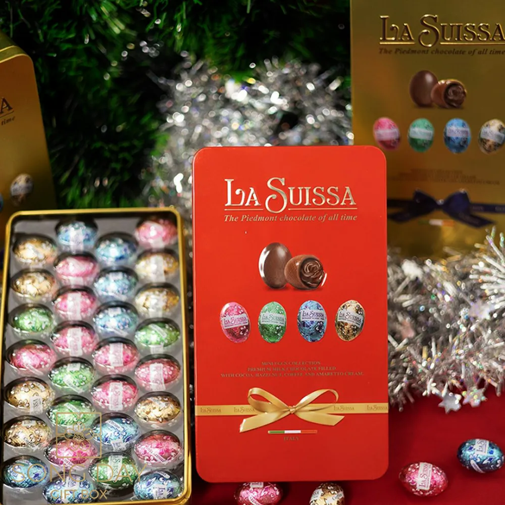 Hộp Sô Cô La Sữa Trứng Mini La Suissa 220G Đỏ