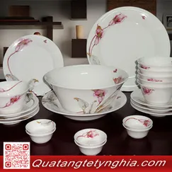 Bộ bàn ăn 22sp Tulip Loa kèn hồng