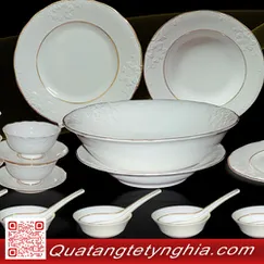 Bộ bàn ăn 30sp Đài Các chỉ vàng