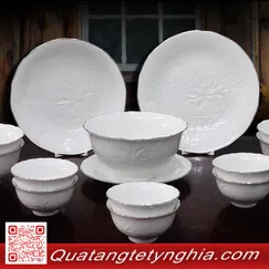 Bộ bàn ăn Sen IFP Chỉ Bạch Kim 14sp