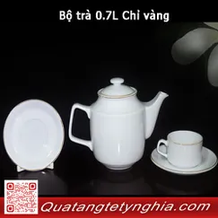 Bộ trà 0.7L Chỉ vàng