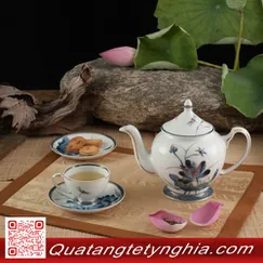 Bộ Trà Hoàng Cung Hoa Sen vàng 0.8L