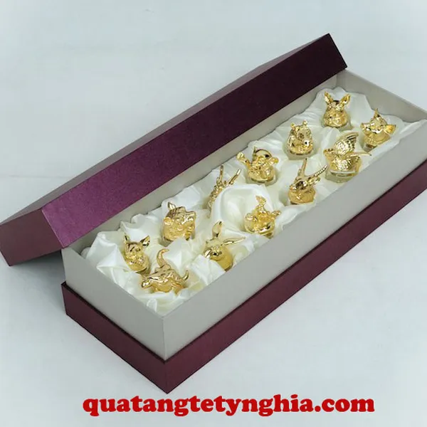 Bộ Ly 12 con Giáp Mạ Vàng
