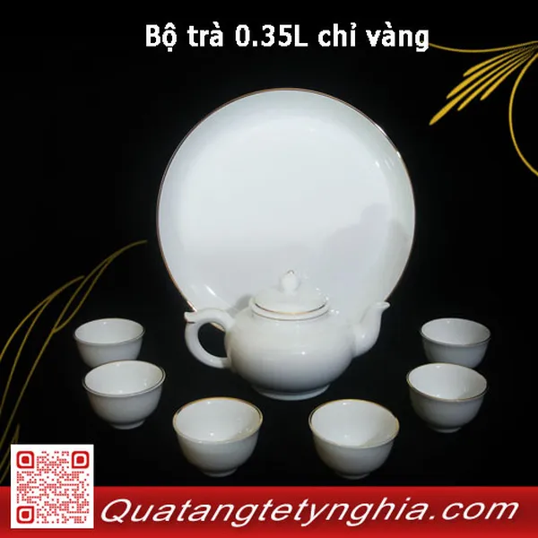 Bộ trà 0.35L chỉ vàng
