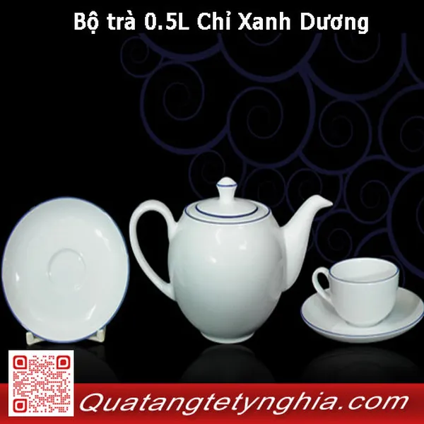 Bộ trà 0.5L Chỉ Xanh Dương