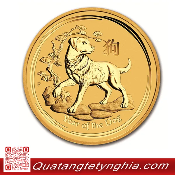 Tiền xu hình con chó Mạ vàng 2018