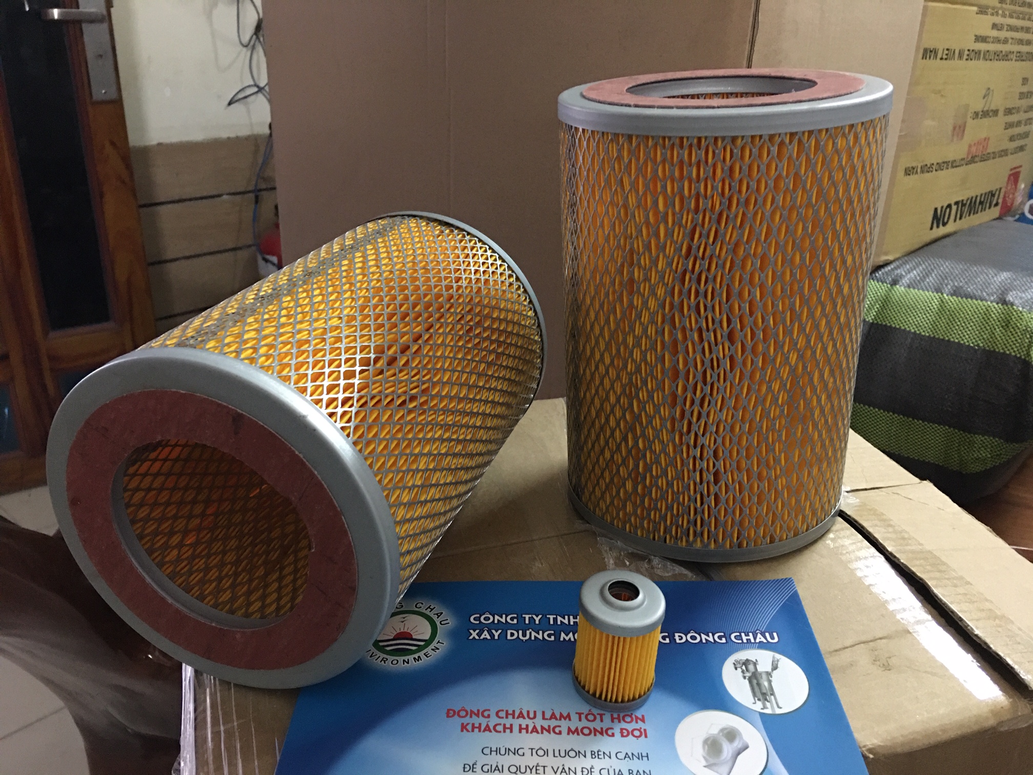 Phin lõi lọc gió 2 mặt lưới cellulozo màu vàng