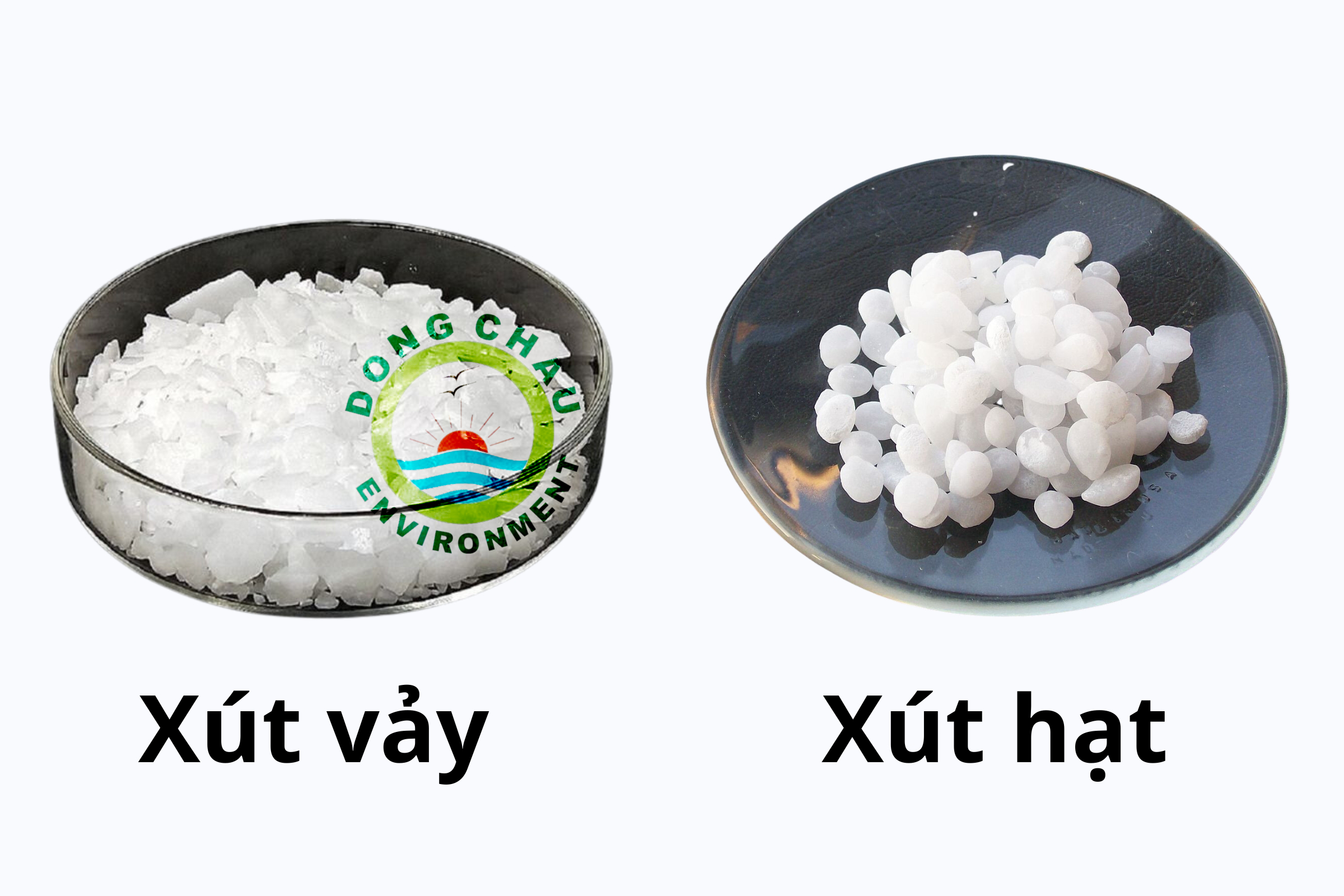 hình ảnh thực tế xút vảy và xút hạt