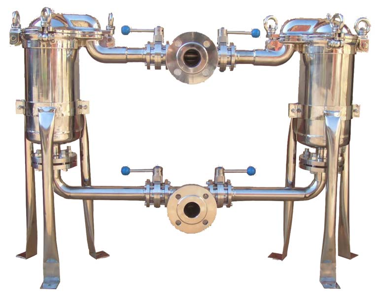 duplex-housing bình lọc túi đôi công nghiệp chất liệu inox