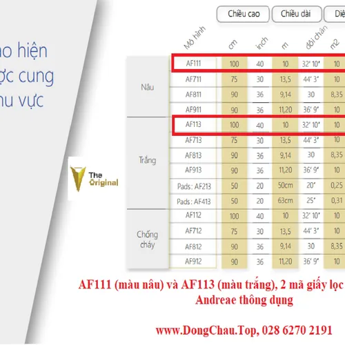 AF111 (Màu nâu) Andreae Giấy lọc bụi sơn khô 2 lớp
