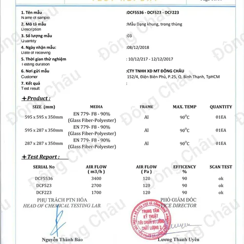 Khung lọc 6 túi F8 màu vàng