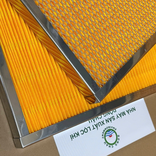 Khung lọc gió giấy Cellulose màu vàng xếp nếp
